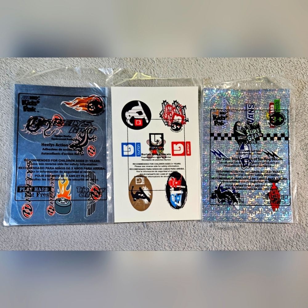 Variety of Heely's, Burton, Vans stickers Subway Kids Pack 21 Stickers total